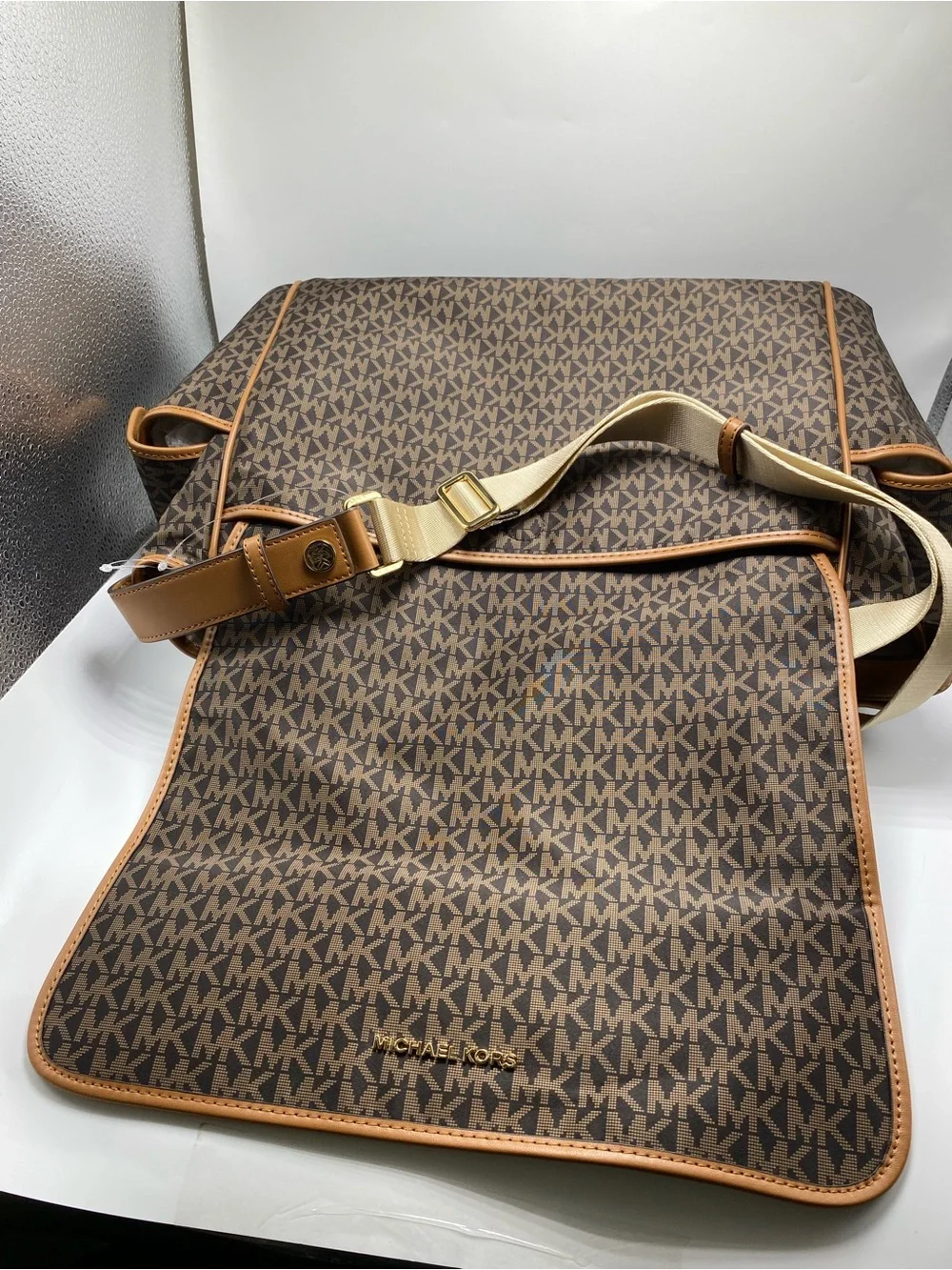 Michael Kors Brown Logo Diaper messenger bag